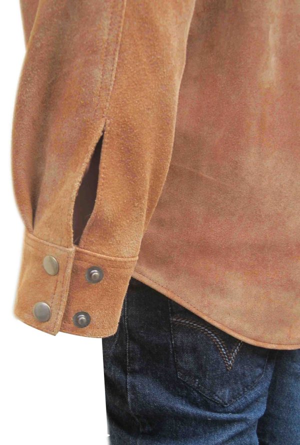 Suede Leather Shirt With Upper Sheep Leather -Suede Leather-Custom Made To Order