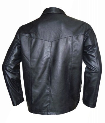 Men's Leather Black Shirt with Lace-Up Tie front and side