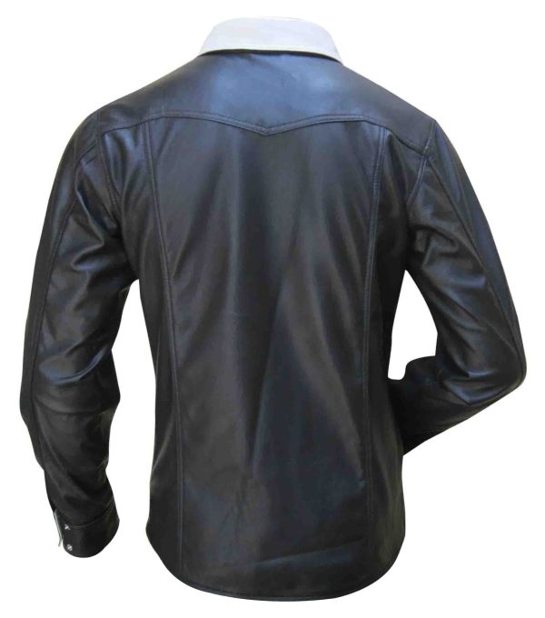 Leather Shirt With Colour Front Placket (Custom Made To Order)