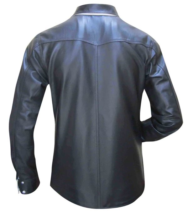 Men's Real Leather Two Tone Black & White Shirt