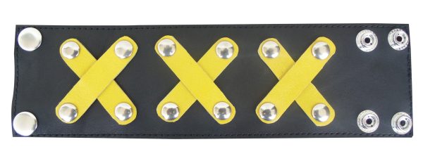 Leather Wristband With Colour Cross Stripe