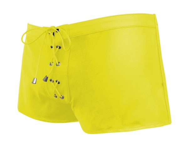 Yellow Leather Lace Up Style Shorts (Custom Made to Order)