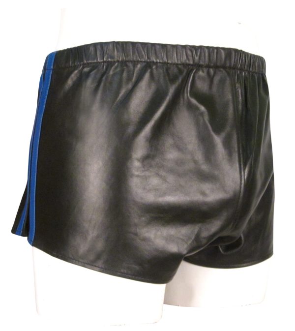 Black Leather Shorts With Yellow Colour Stripes (Custom Made To Order)