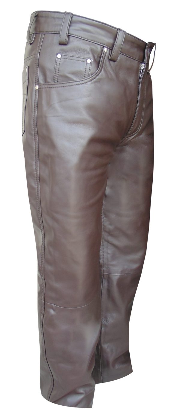 Brown Jeans Style Leather Trousers for Men's (Custom Made to Order) Plus sizes welcome