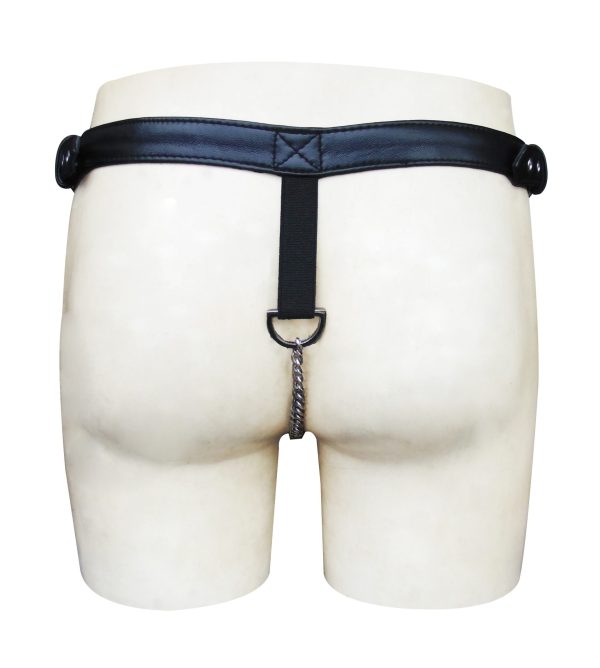 Leather Jockstrap With Show Stitching on front and Chain on Back (Custom Made To Order)