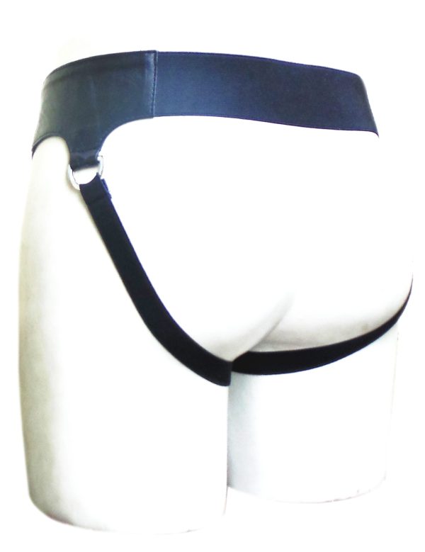 Black Leather Jockstrap With Front Dog Hook (Custom Made to Order)