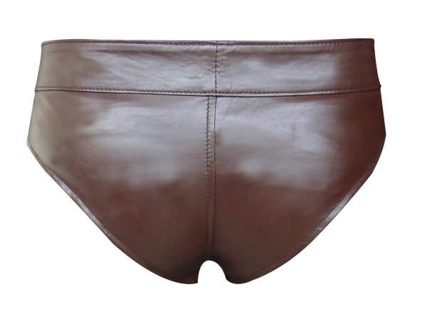 Brown Leather Jockstrap with Color Stripe on Front (Custom Made to Order)