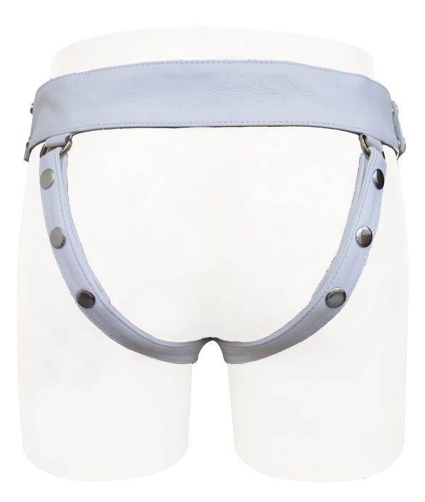 White Leather Jocks with Metal Stud and leather Waist Band(Custom Made to Order)